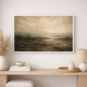 Lamentations 3:22 | Neutral Landscape Christian Canvas Wall Art