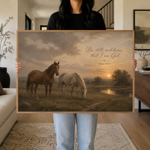 Psalm 46:10 Horses Wall Art | Christian Canvas Print
