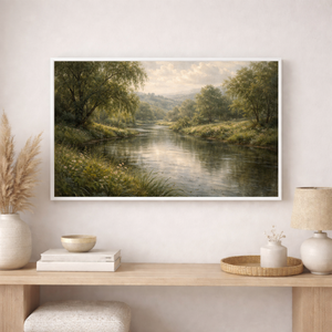 Classical Countryside Landscape | River Canvas Wall Art