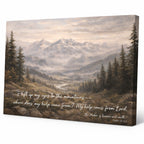 Canvas print with mountain landscape and Bible verse