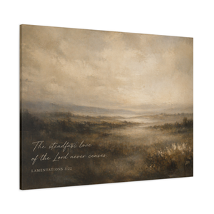 Lamentations 3:22 | Neutral Landscape Christian Canvas Wall Art