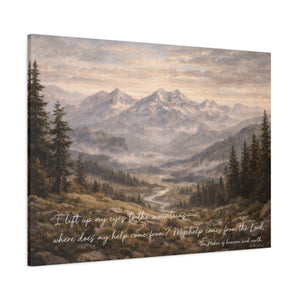 I Lift Up My Eyes To The Mountains | Psalm 121 Canvas