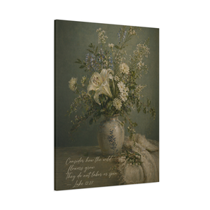Luke 12:27 | Botanical Christian Canvas Wall Art
