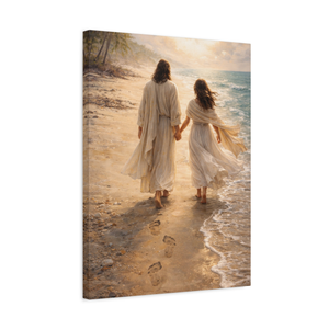 He Walks With Her | Jesus Walking With Woman Canvas