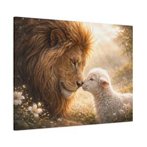 Lion And The Lamb | Christian Canvas Wall Art