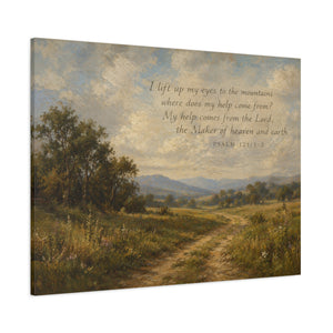 Psalm 121 Landscape | Rustic Mountain Canvas Wall Art