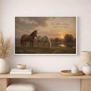Psalm 46:10 Horses Wall Art | Christian Canvas Print