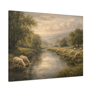 Peaceful Sheep Meadows | Good Shepherd Landscape Canvas