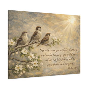 He Will Cover You With His Feathers | Psalm 91:4 Canvas