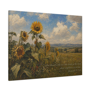 Jeremiah 17:7-8 Wall Art | Sunflower Field Christian Canvas