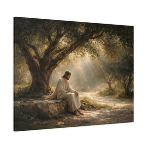 Under The Olive Tree | Jesus In Prayer Canvas Wall Art