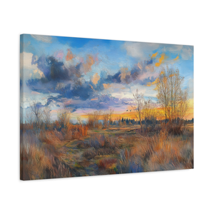 Sunset Blues | Blue Prairie Landscape Canvas Wall Art