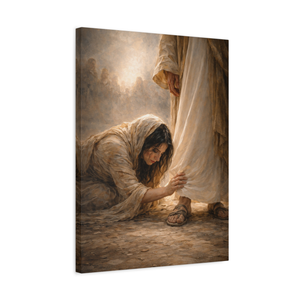 Woman Healed By Faith | Vertical Canvas Wall Art