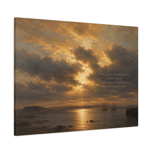 Isaiah 43:2 Coastal Seascape | Christian Canvas Art
