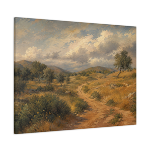 Rustic Countryside Landscape Wall Art Print | Vintage Rolling Hills Painting