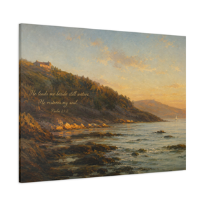 Psalm 23 Coastal Wall Art | Christian Canvas Print