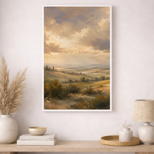 Vintage Countryside | Golden Horizon Landscape Wall Art