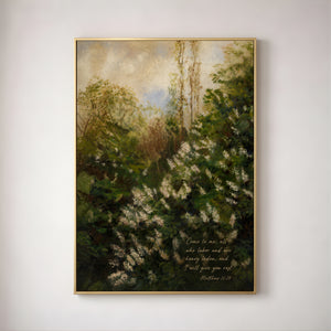 Matthew 11:28 Vintage Botanicals | Come to Me and Rest Scripture Canvas Print