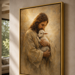 Protecting The Innocent | Jesus Holding Lamb Canvas